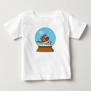 Schneeglobe mit Niedlichem Sparrow-Spielfußball Baby T-shirt