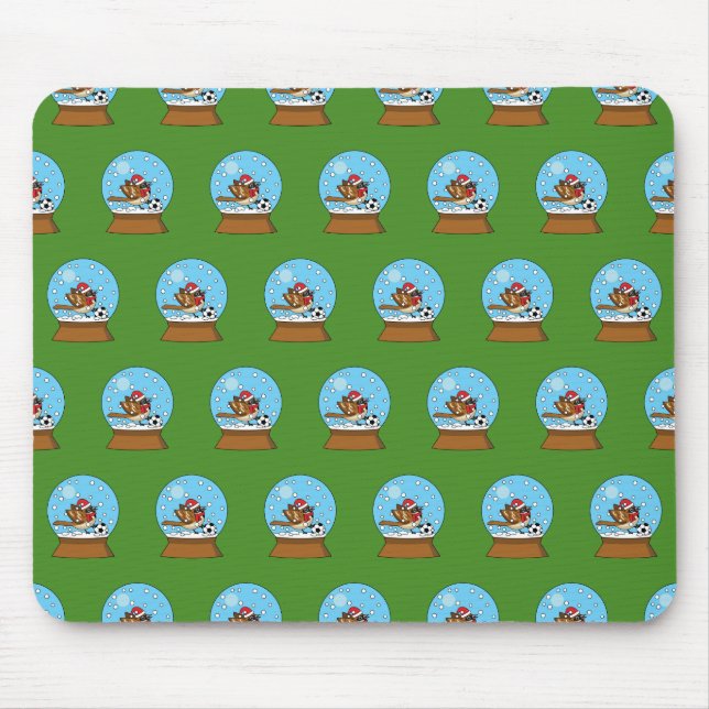 Schneeglobe mit Niedlichem Sparrow-Spielfußball Mousepad (Vorne)