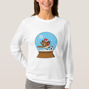 Schneeglobe mit Niedlichem Sparrow-Spielfußball T-Shirt