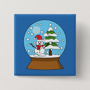 Schneeglobe mit Schneemann und Pine Tree Button