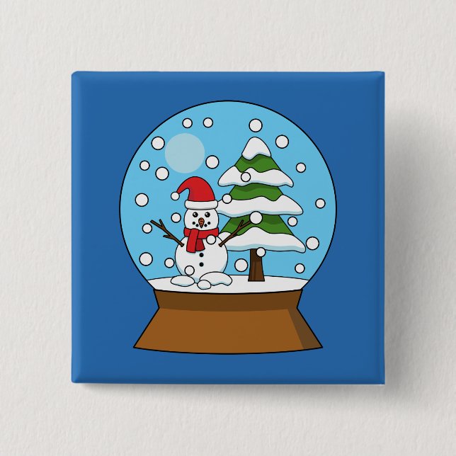 Schneeglobe mit Schneemann und Pine Tree Button (Vorderseite)