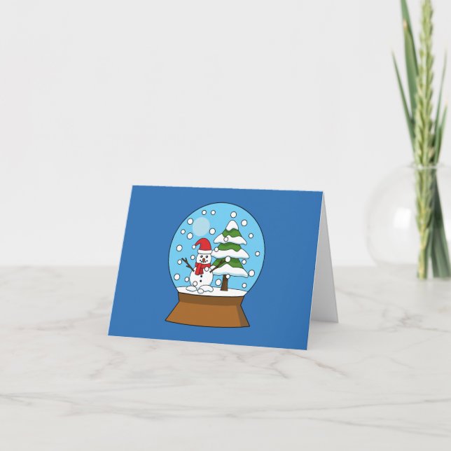 Schneeglobe mit Schneemann und Pine Tree Dankeskarte (Vorderseite)