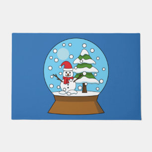 Schneeglobe mit Schneemann und Pine Tree Fußmatte