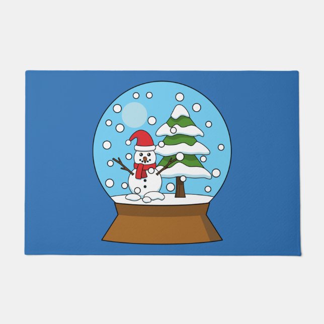 Schneeglobe mit Schneemann und Pine Tree Fußmatte (Vorderseite)