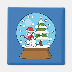 Schneeglobe mit Schneemann und Pine Tree Magnet