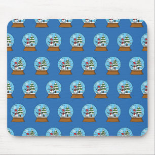 Schneeglobe mit Schneemann und Pine Tree Mousepad