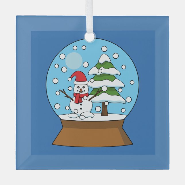 Schneeglobe mit Schneemann und Pine Tree Ornament Aus Glas (Vorderseite)