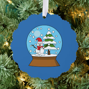 Schneeglobe mit Schneemann und Pine Tree Ornament Karte