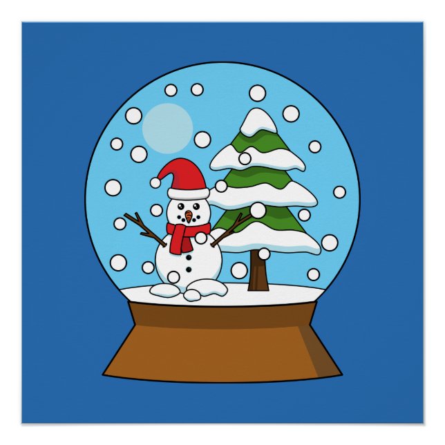 Schneeglobe mit Schneemann und Pine Tree Poster (Vorderseite)