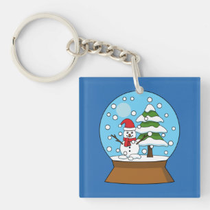 Schneeglobe mit Schneemann und Pine Tree Schlüsselanhänger
