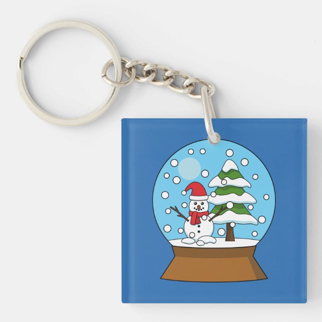 Schneeglobe mit Schneemann und Pine Tree Schlüsselanhänger (Vorderseite)