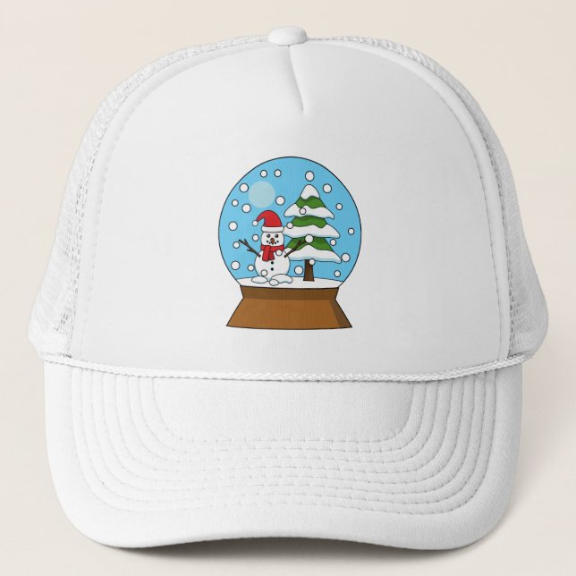 Schneeglobe mit Schneemann und Pine Tree Truckerkappe (Vorderseite)