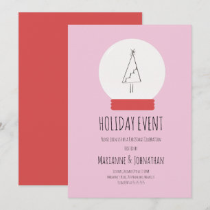 Schneeglobe Weihnachtsbaum Party Handgezeichneter  Einladung