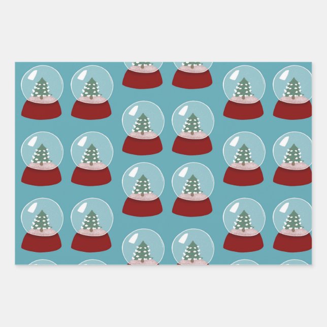 Schneeglobe Weihnachtspapier Geschenkpapier Set (Vorderseite)