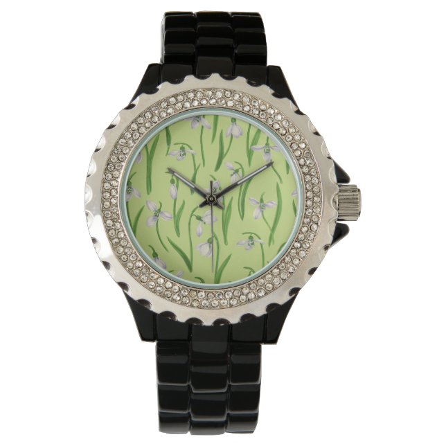 Schneeglöckchen auf Honigtau Armbanduhr (Vorderseite)