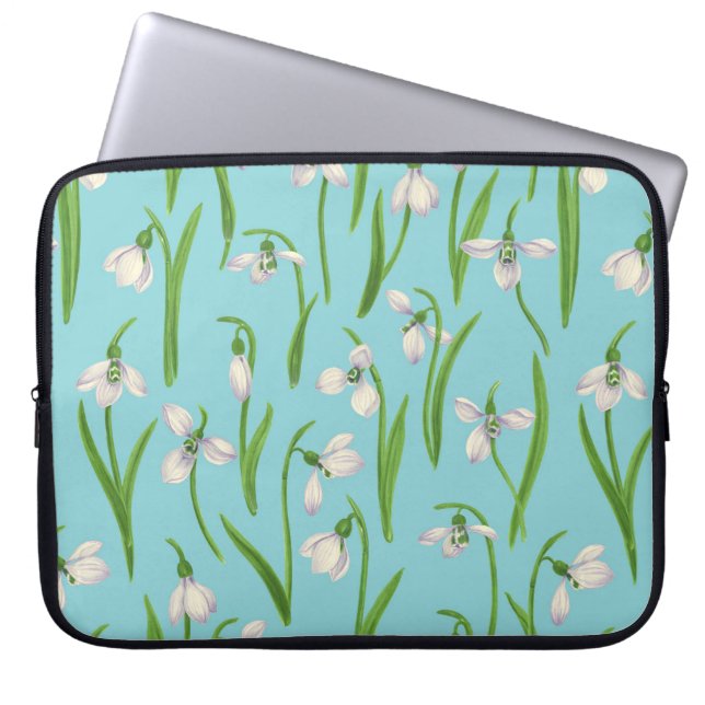 Schneeglöckchen auf Pool Blau Laptopschutzhülle (Vorderseite)