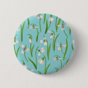 Schneeglöckchen auf Poolblau Button