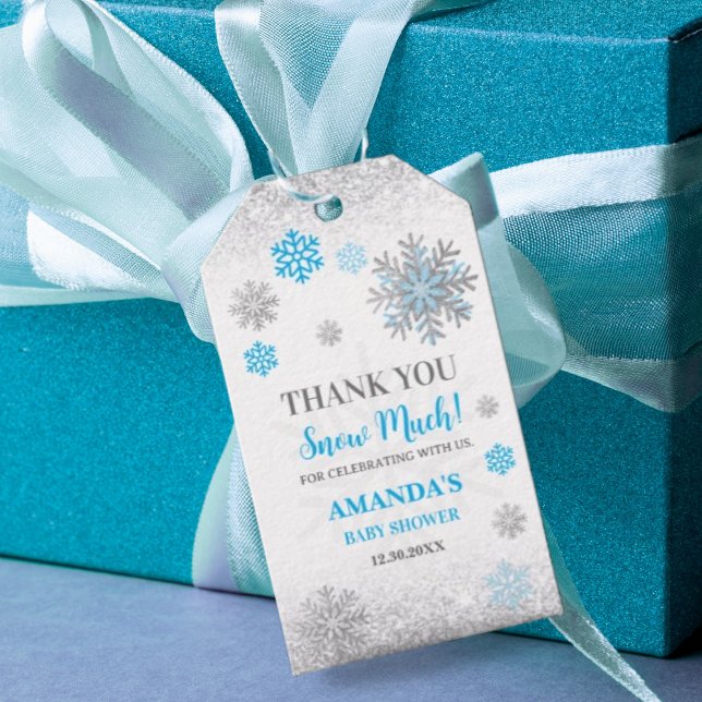 Schneeglöckchen Blau & Silber Baby Shower Dankesch Geschenkanhänger (Von Creator hochgeladen)