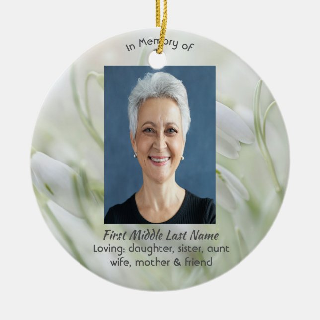 Schneeglöckchen-Blumen zum Lebensfest Keramik Ornament (Vorne)