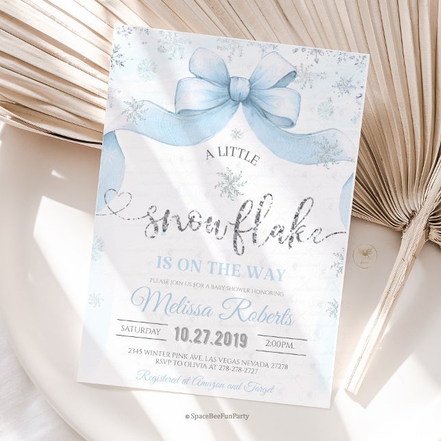 Schneeglöckchen-Bogen-Baby-Party  Einladung (snowflake baby shower, winter baby shower, baby shower bow, winter baby shower decor, snowflake baby)