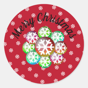 Schneeglöckchen Frohe Weihnachten Klassischer Rund Runder Aufkleber
