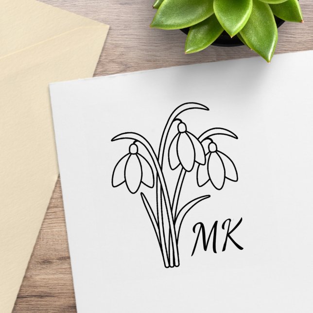 Schneeglöckchen Frühlingsblumen Monogramm Anfangsb Gummistempel (Von Creator hochgeladen)