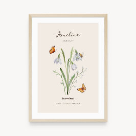 Schneeglöckchen-Geburtsmonats-Blumenposter Poster