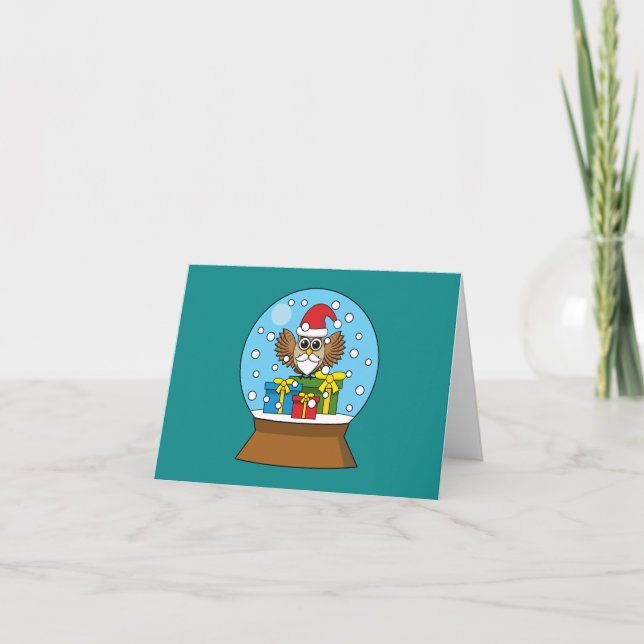 Schneegolle mit dem Weihnachtsklaus Dankeskarte (Vorderseite)