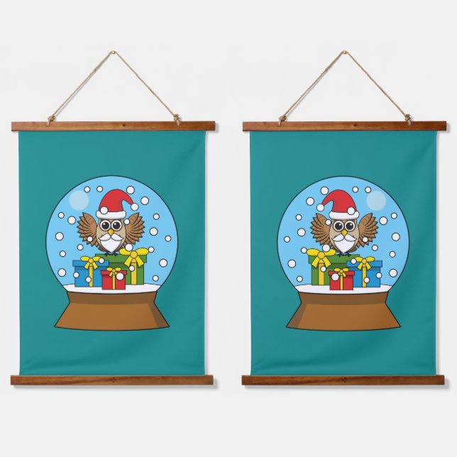 Schneegolle mit dem Weihnachtsklaus Wandteppich Mit Holzrahmen (Doppelt)