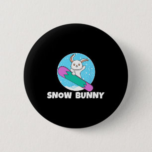 Schneehäschen Süßes Kaninchen Winter Schnee Skifah Button