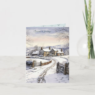 Schneehaus Landschaft Weihnachten Karte