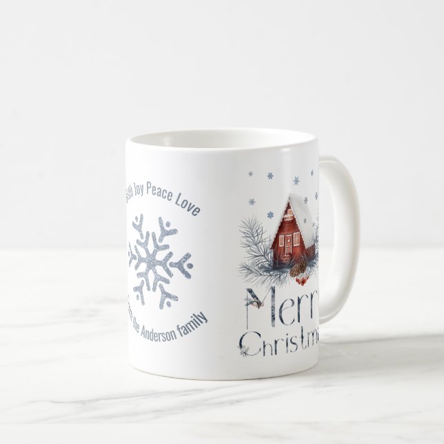 Schneehaus, Schnee, frohe Weihnachten Kaffeetasse (VorderseiteRechts)