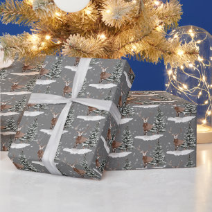 Schneehirsch und Kiefer Geschenkpapier