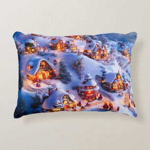 Schneehügel Whimsical Weihnachtsdorf Dekokissen