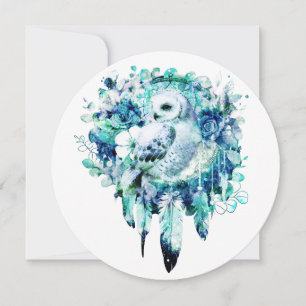 Schneehuhn Dreamcatcher Grün und Aquamarin blaue B Einladung