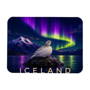Schneehuhn unter dem Polarlicht Island Flexi-Magne Magnet