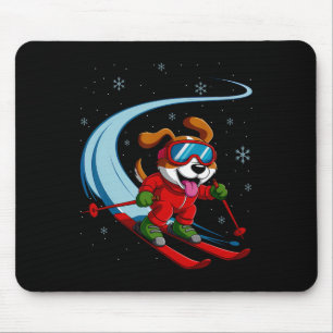 Schneehund Skifahren Welpen Süßer Wintersport Lust Mousepad