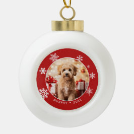 Schneehunde-Foto-Ornament mit Baumrückseite Keramik Kugel-Ornament