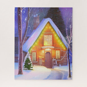 SCHNEEHÜTTE KUNST WEIHNACHTEN PUZZLE
