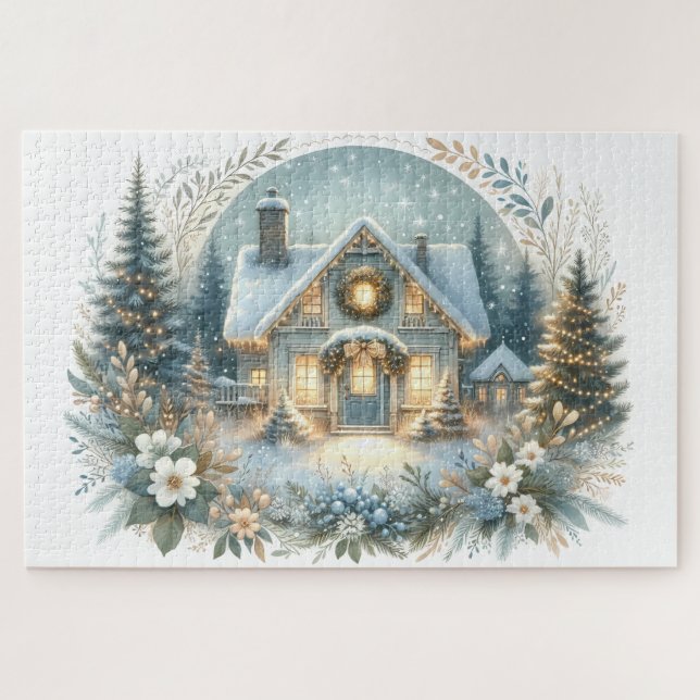 Schneehütten-Glüh-Szene Puzzle (Horizontal)