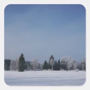 Schneekalte Winterlandschaft 12 Quadratischer Aufkleber