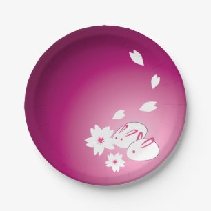 Schneekaninchen und Sakura Pappteller