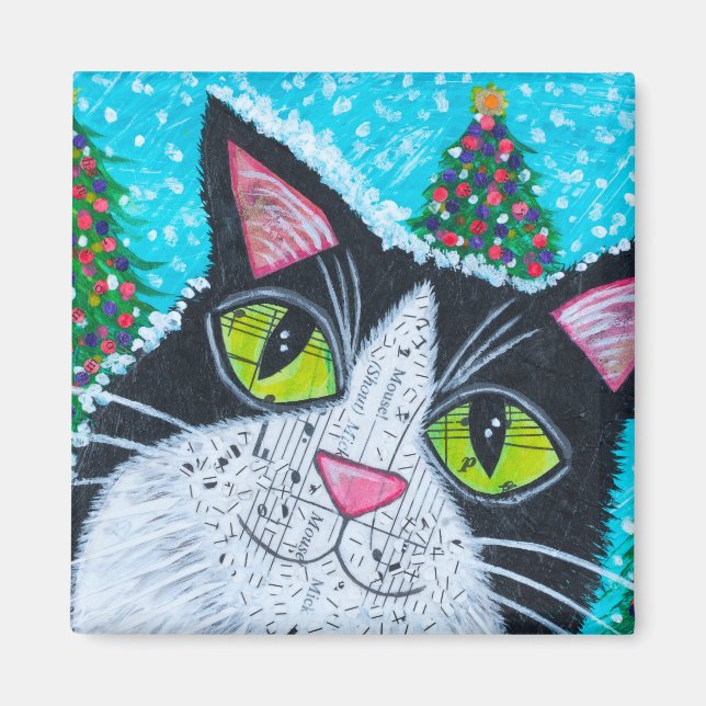Schneekatze Magnet (Vorne)