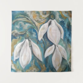 Schneekatzen im smaragdgrünen Garten Wandteppich