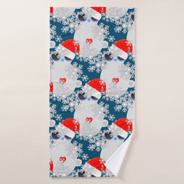 Schneekatzen Weihnachtshandtücher Set (Badehandtuch)