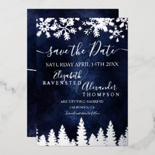 Schneekiefer marineblaue Weihnachten Save The Date Folieneinladung