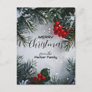 Schneekiefern, Holly Berries, ohne Foto Feiertagspostkarte