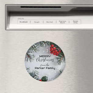 Schneekiefern, Holly Berries, ohne Foto Magnet