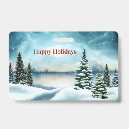 Schneekiefern in der Nähe des Sees Ausweis