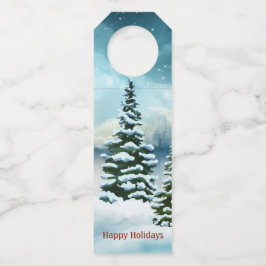 Schneekiefern in der Nähe des Sees Flaschenanhänger